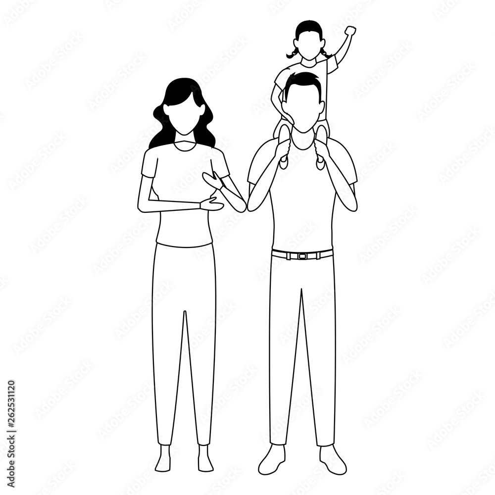 family avatar cartoon character black and white family avatar cartoon character black and white