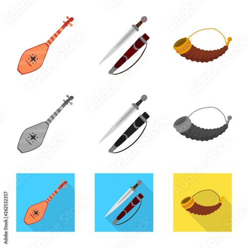 Isolated object of culture and sightseeing logo. Set of culture and originality stock symbol for web.