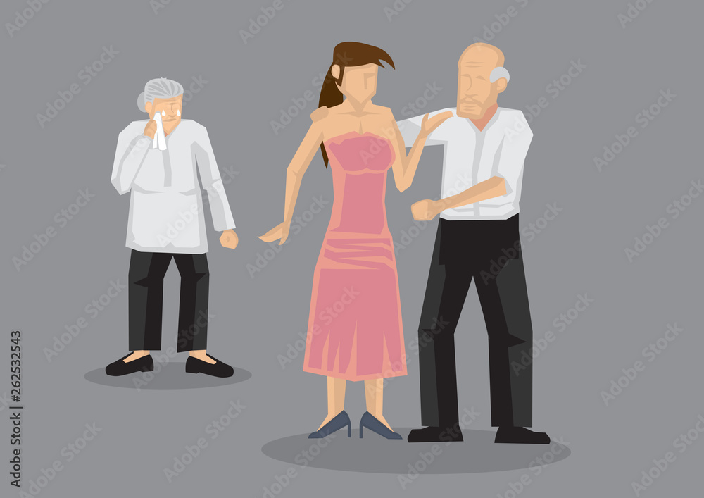 Old Man Dating Young Woman Cartoon Vector Illustration Old Man Dating Young Woman Cartoon Vector Illustration