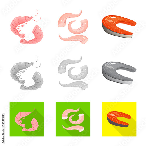 Isolated object of fresh and restaurant logo. Collection of fresh and marine stock symbol for web.