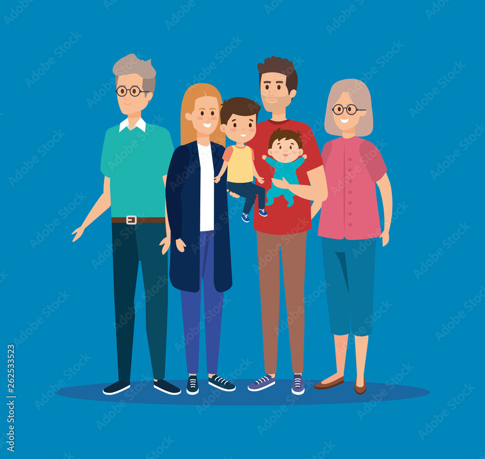 happy family together with grandparents and kids happy family together with grandparents and kids