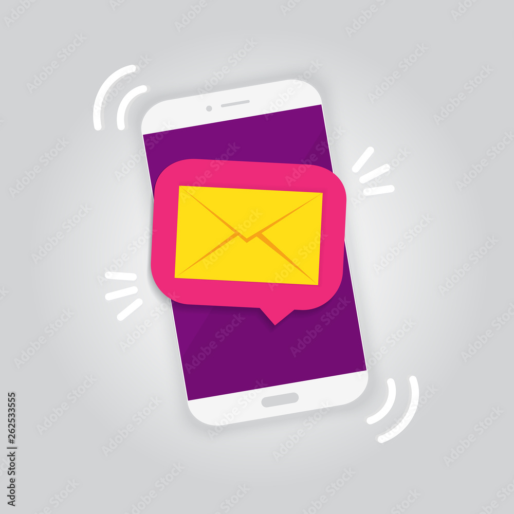 E mail notification. New message on the smartphone screen. Vector illustration E mail notification. New message on the smartphone screen. Vector illustration
