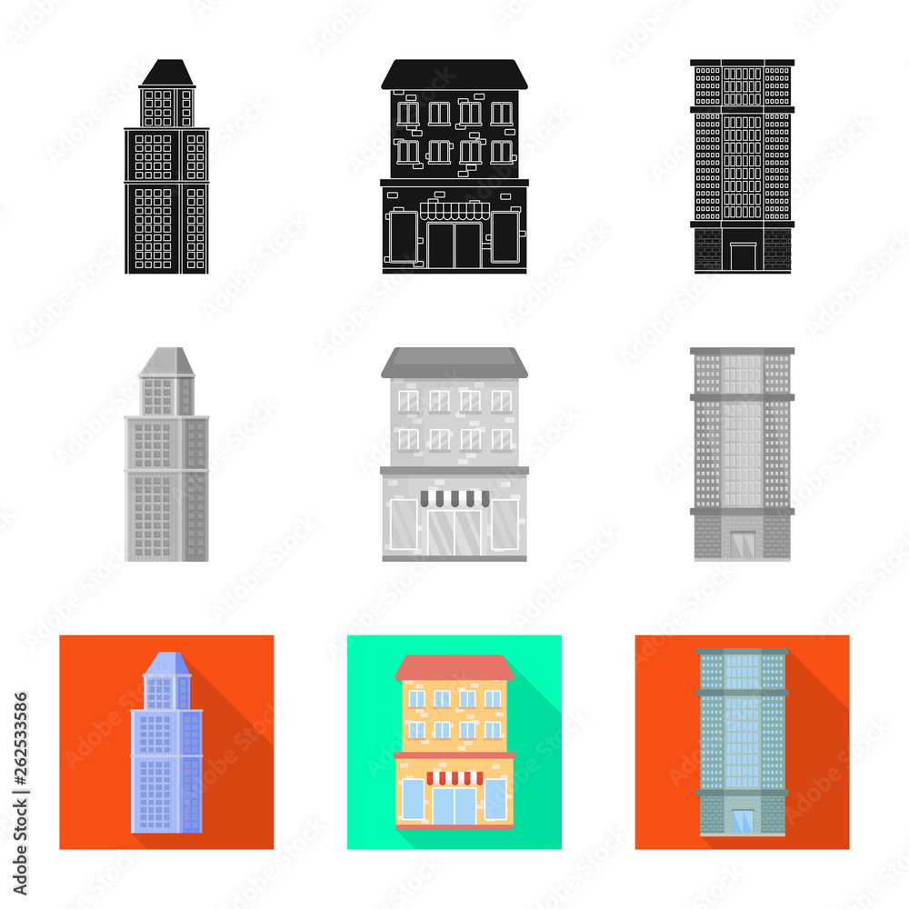 Isolated object of municipal and center logo. Set of municipal and estate   stock vector illustration.
