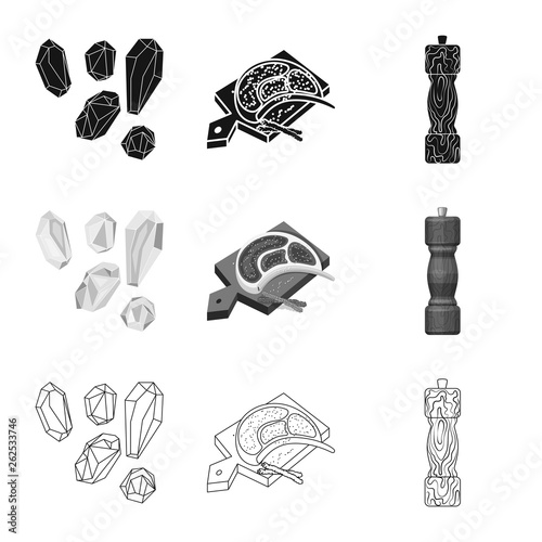 Isolated object of cooking and sea sign. Collection of cooking and baking   stock symbol for web.