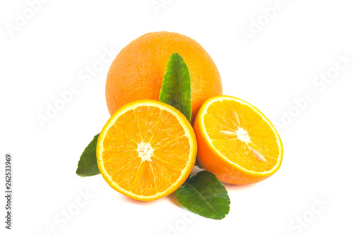 orange and lime isolated on white background