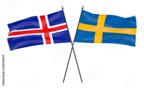 Free Download Iceland and Sweden, two crossed flags isolated on white background. 3d image - GFXLoad
