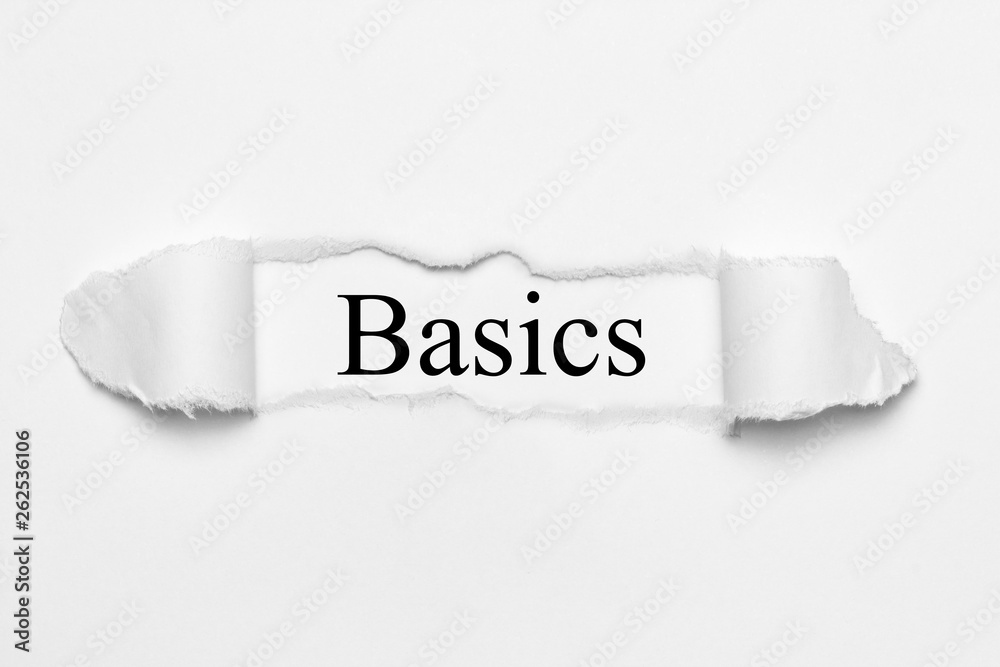 Basics on white torn paper