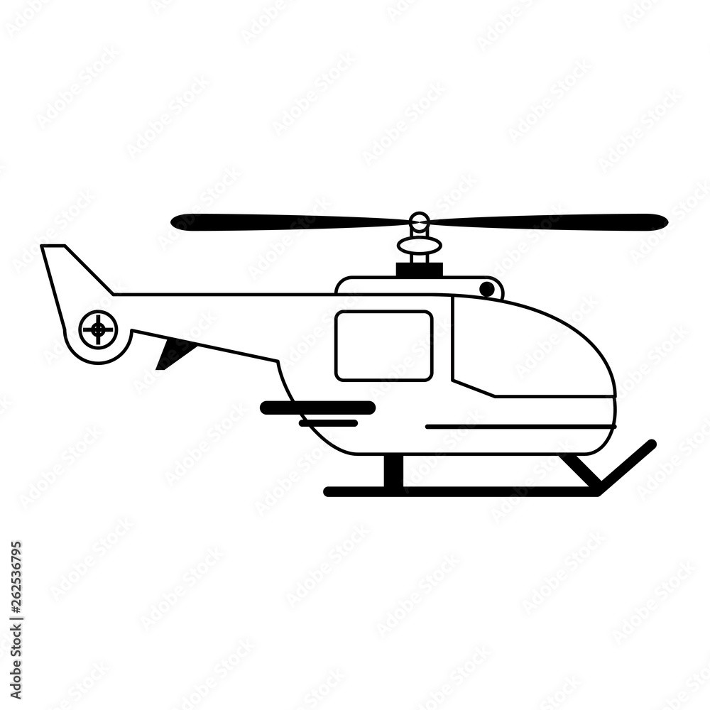 Helicopter aircraft vehicle symbol black and white