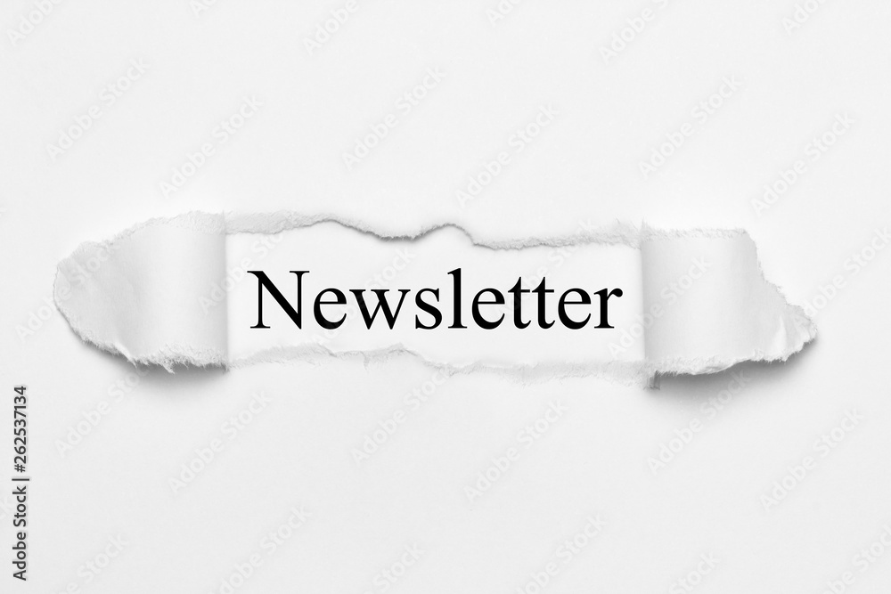 Newsletter on white torn paper Newsletter on white torn paper