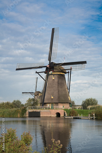 mill in Unesco place Kinderdijk. The Netherlands, along river Alblas © Corinne