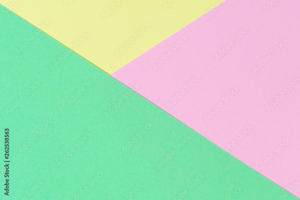 Abstract geometric shape pastel green, pink and yellow color paper background Abstract geometric shape pastel green, pink and yellow color paper background