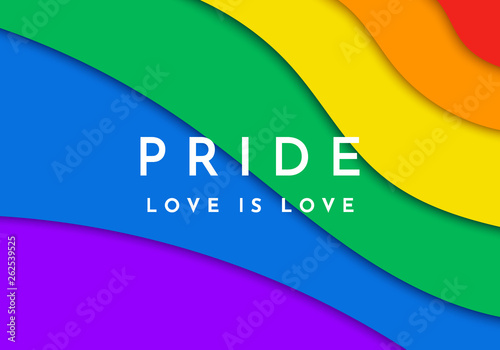 Gay Pride banner. Paper cut rainbow spectrum flag