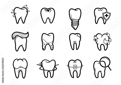 Dentistry outline icons set.