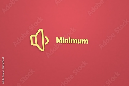 3D illustration of Minimum, yellow color and yellow text with red background.