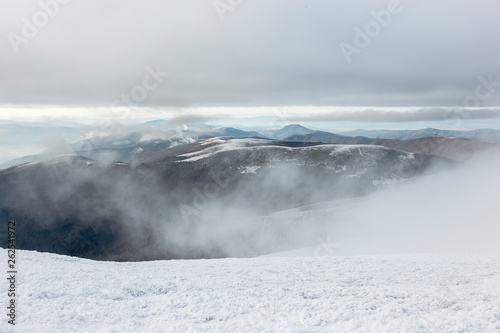 Svydovetsky Range in Winter, Carpathians, Ukraine. Wonderful landscape of winter Carpathians, Carpathian Biosphere Reserve, massive Svidovets, Transcarpathian region, Ukraine