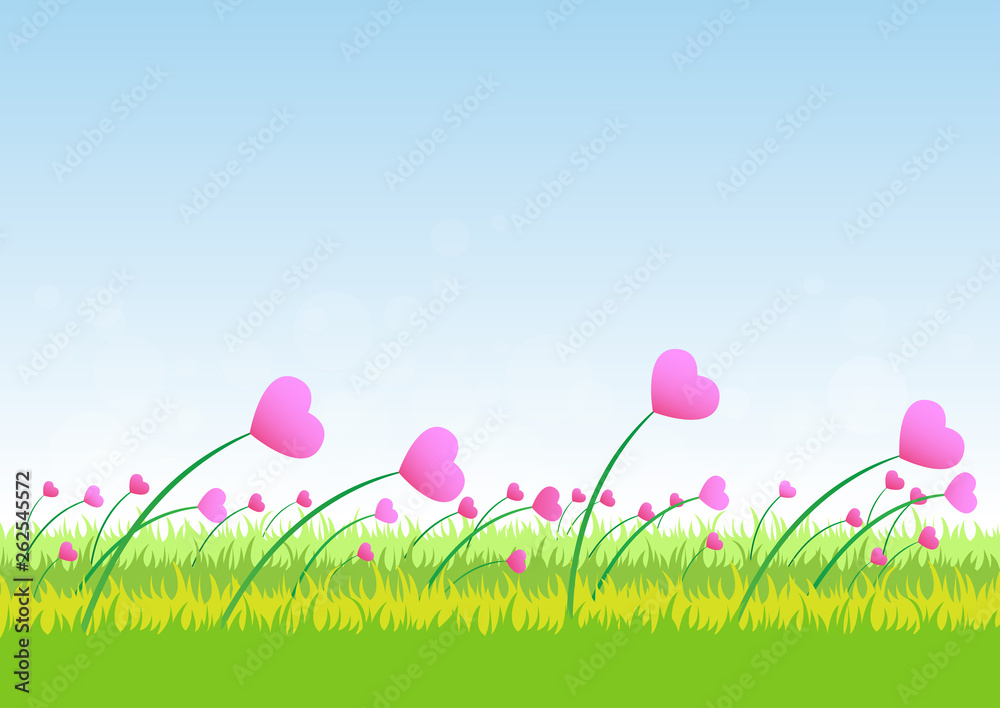   Heart shape flowers, happy valentine day, pink heart