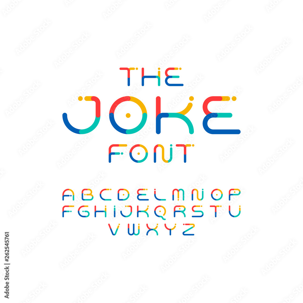 Colorful font. Playful alphabet. Modern vector funny typeface