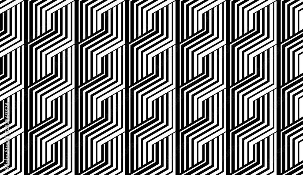 Abstract geometric pattern with stripes, lines. Seamless vector background. White and black ornament. Simple lattice graphic design