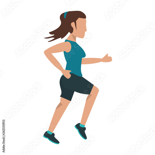 Fitness woman running sideview