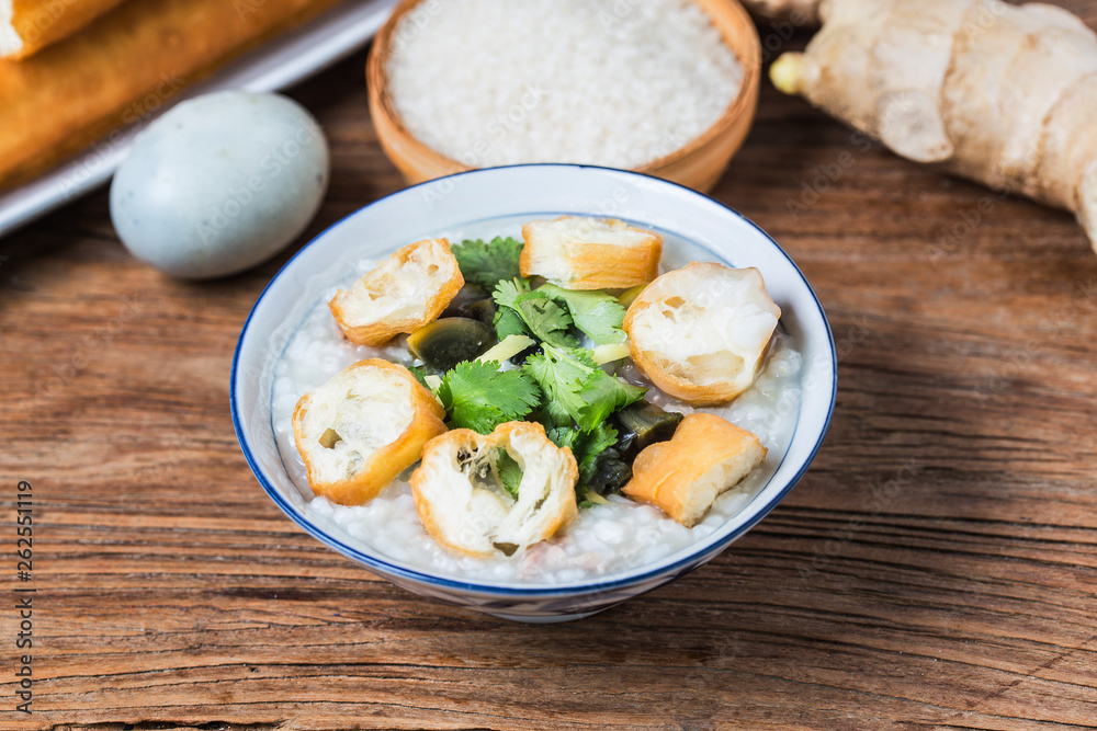 Rice preserved egg lean meat porridge,chinese rice porridge, chinese traditional healthy breakfast Rice preserved egg lean meat porridge,chinese rice porridge, chinese traditional healthy breakfast