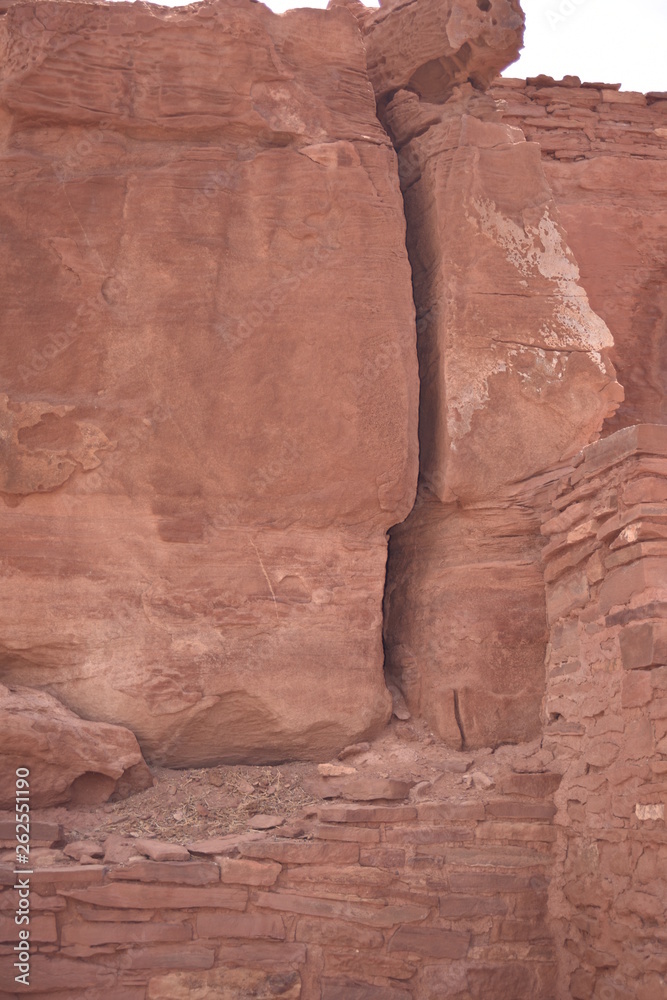 Flagstaff, AZ., U.S.A. June 5, 2018. Wupatki ruins of the Wupatki National Monument. Built circa 1040 to 1100 A.D. by the Sinagua. Approximately 100 people called Wupatki home by 1100 A.D. Flagstaff, AZ., U.S.A. June 5, 2018. Wupatki ruins of the Wupatki National Monument. Built circa 1040 to 1100 A.D. by the Sinagua. Approximately 100 people called Wupatki home by 1100 A.D.