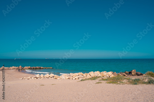 Beautiful Beach.Turquoise sea water. Saler  Valencia