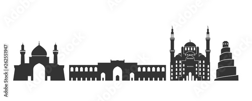 Iraq logo. Isolated Iraqi architecture on white background photo