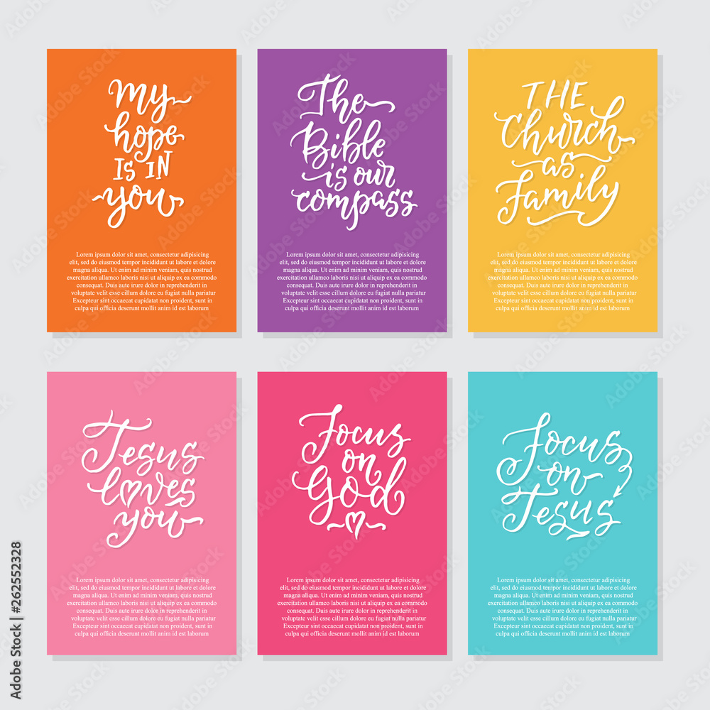 Naklejka premium Vector set of cards with religions lettering