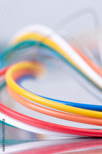 Colorful electrical cable technology concept of data transmission
