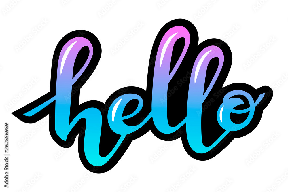 Hand written vector hello text. Cute simple hello lettering ...