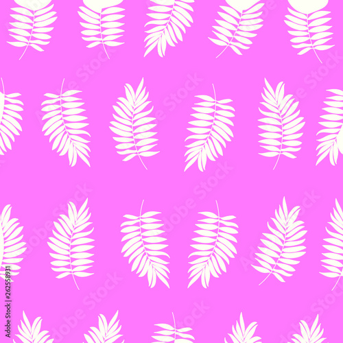 Seamless pattern with colorful tropical leaves and plants