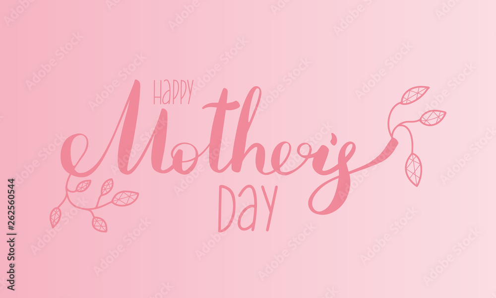 Happy Mother’s day. Poster with handwritten lettering and heart. International holiday. Ink brush calligraphy. Poster, card, banner, design element. Vector illustration