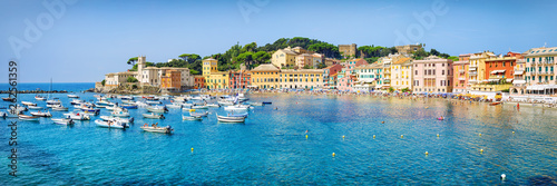 Public beach of Italian Sestri Levante in summer