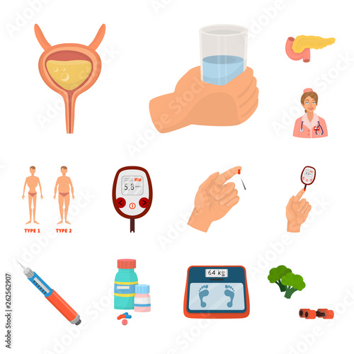 Vector design of mellitus and diabetes symbol. Set of mellitus and diet stock symbol for web.