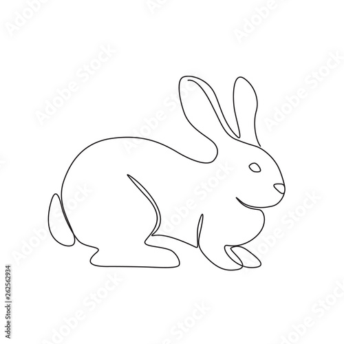 minimal illustration of a cute bunny drawn with a continuous line. © ursulamea