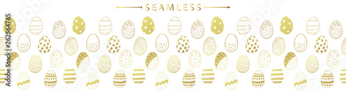 Photography Vector horizontal seamless border with easter eggs doodles