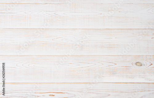 White wooden texture table background. Wood empty floor with copy space. Template desk top view and mock up.