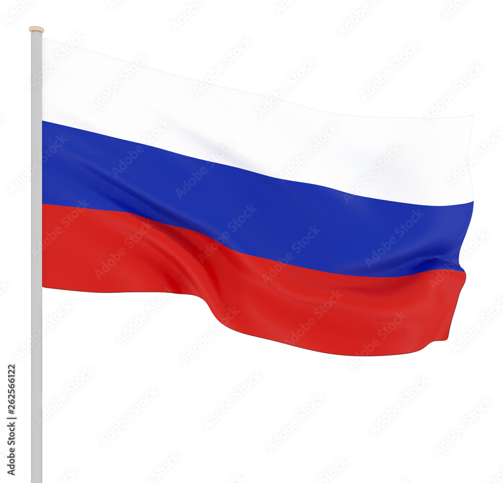 Waving colorful national flag of russia. Background texture. 3d rendering, wave. - Illustration Waving colorful national flag of russia. Background texture. 3d rendering, wave. - Illustration