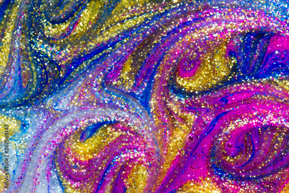 Abstract seamless textured background of glitter paint swirls