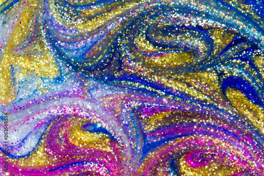 Abstract seamless textured background of glitter paint swirls
