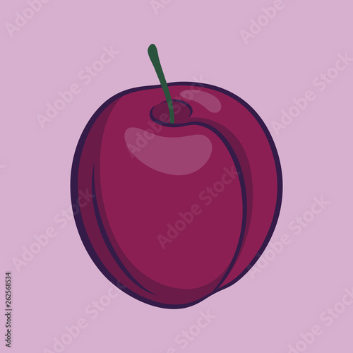 Illustration of Juicy Stylized Plum Fruit. Internet Concept. Trendy Symbol for Website Design