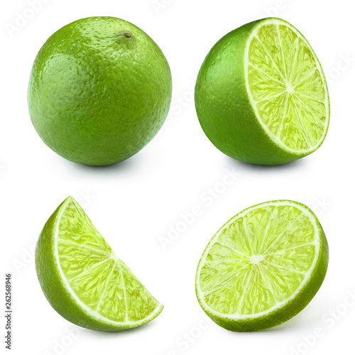 Set of limes, isolated on white background