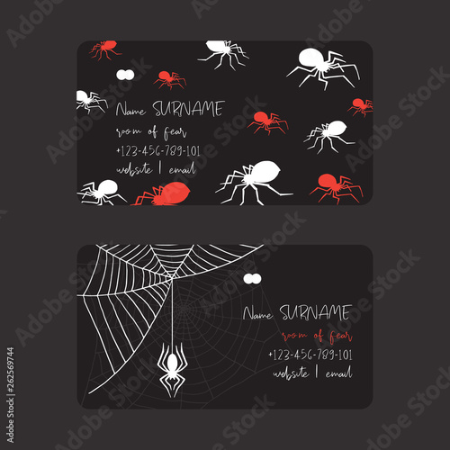Web spider pattern vector business card spidery halloween background spiderweb cobweb horror illustration backdrop set of spider-web scary webbed net business-card