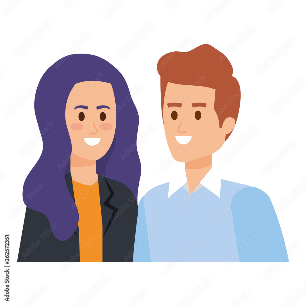 Fototapeta premium young couple avatars characters