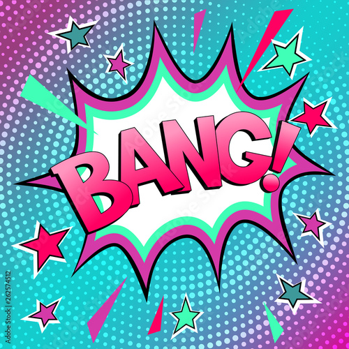 Comics style sale tag with inscription BANG. Pop-art style vector