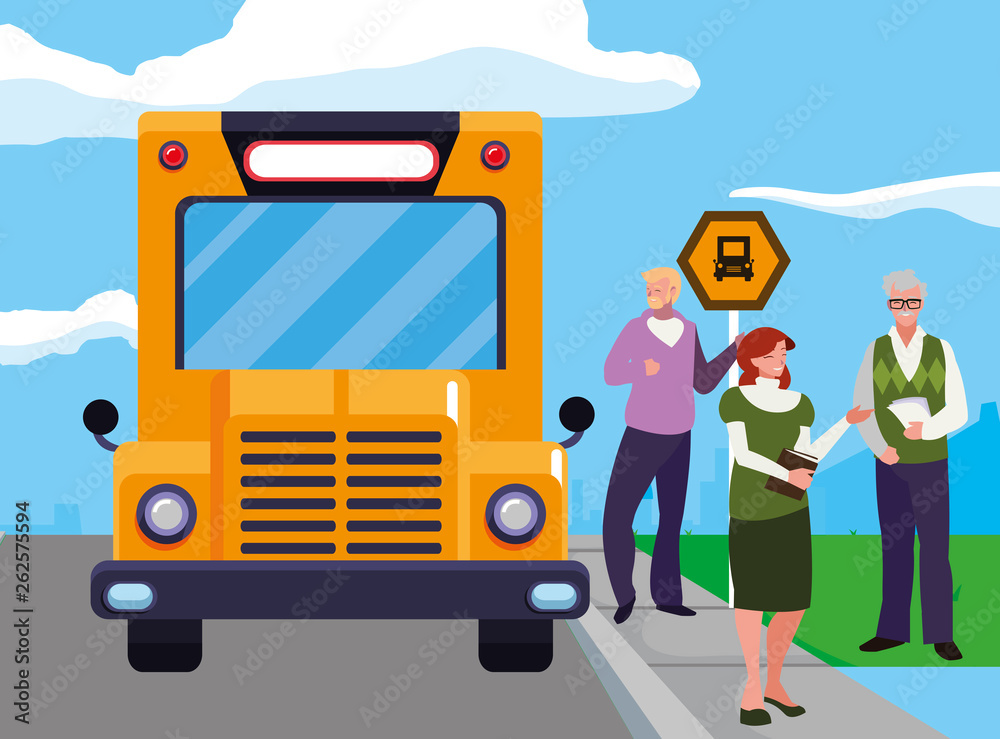 teachers group in the bus stop teachers group in the bus stop