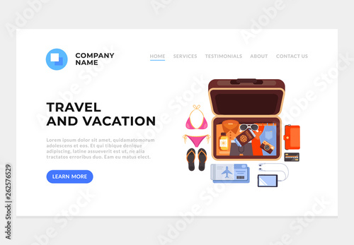 Travel and vacation holiday web banner concept. Vector flat cartoon graphic design illustration