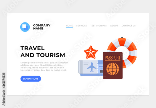 Travel and vacation holiday web banner concept. Vector flat cartoon graphic design illustration