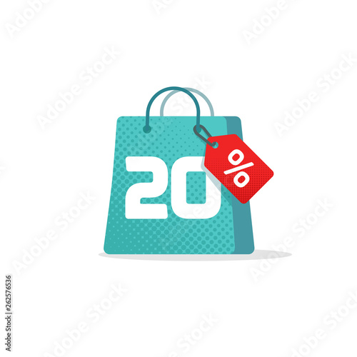 Sale Tag Vector Badge Template 20 Percentage Off Sale Label Symbol 20 Discount Promotion Flat Icon Twenty Clearance Sale Sticker Emblem Bargain Blue Sign Shopping Bag Design Isolated Clipart Stock Vector Adobe Stock
