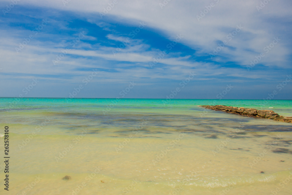 Chrystaline mexican blue beach in the caribbean, Holbox